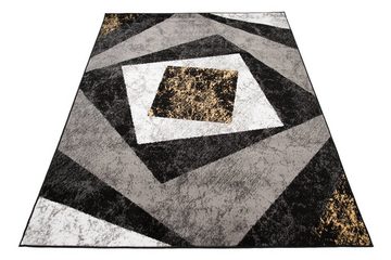 Designteppich Modern Teppich Kurzflor Wohnzimmerteppich Robust und pflegeleicht GRAU, Mazovia, 80 x 150 cm, Fußbodenheizung, Allergiker geeignet, Farbecht, Pflegeleicht, Geometrisch