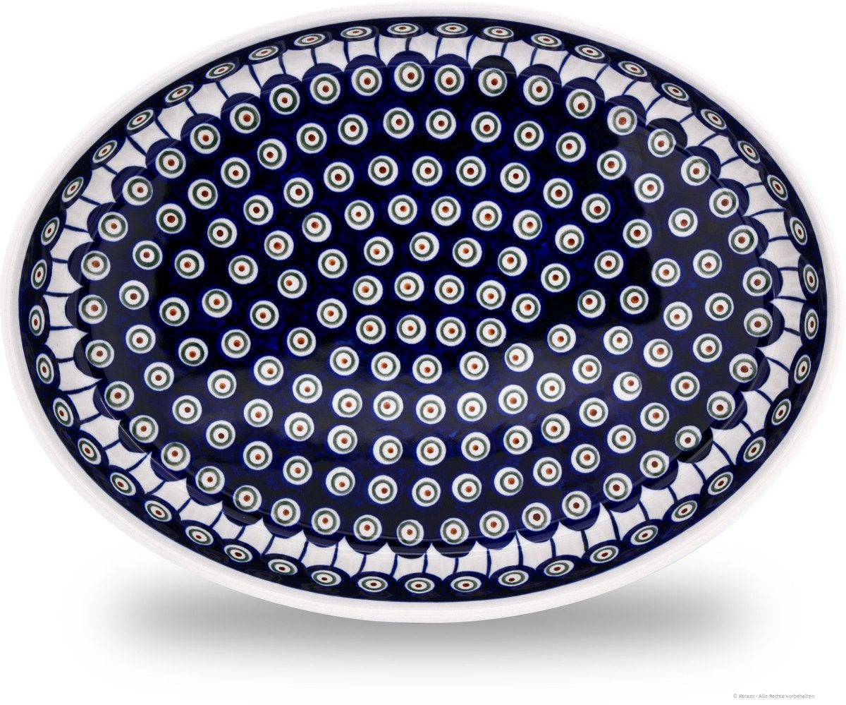 Bunzlauer Keramik Auflaufform Original Bunzlauer Keramik 2,3L Auflaufform oval 35x27x6,5cm Dekor 8, Keramik