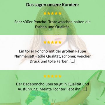 Smithy Badeponcho Raupe Nimmersatt in weiß, Größe 1-3 Jahre, Frottee, made in Europe, Druckknopf am Armloch