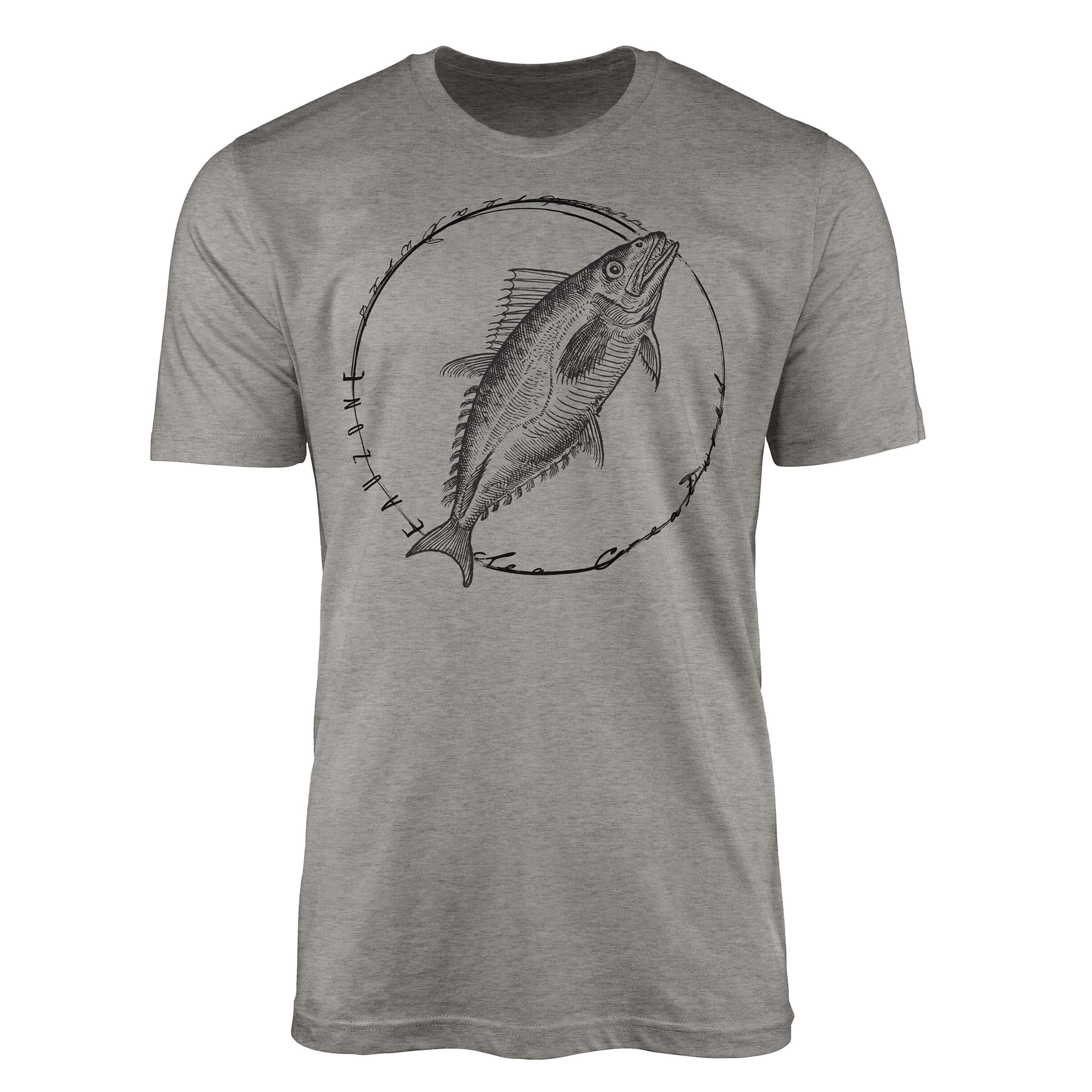 Sinus Art T-Shirt T-Shirt Tiefsee Fische - Serie: Sea Creatures, feine Struktur und sportlicher Schnitt / Sea 098 Ash