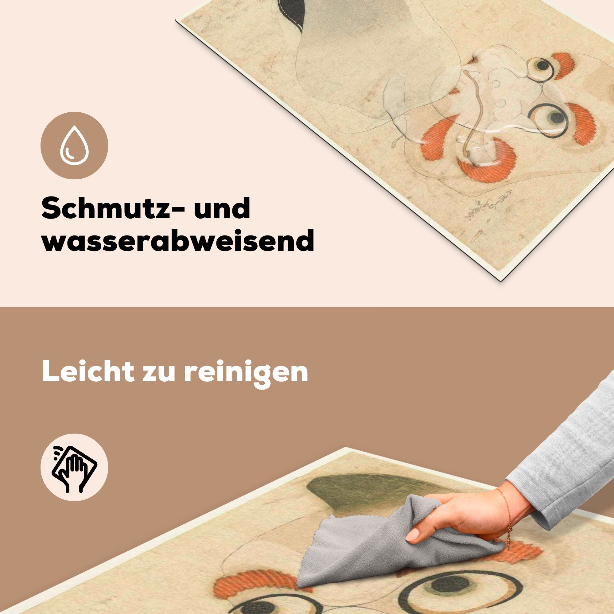 MuchoWow Herdblende-/Abdeckplatte Zwei Masken 83x51 - tlg), Arbeitsplatte Ceranfeldabdeckung, Hokusai, Gemälde Vinyl, Katsushika für (1 von cm, küche