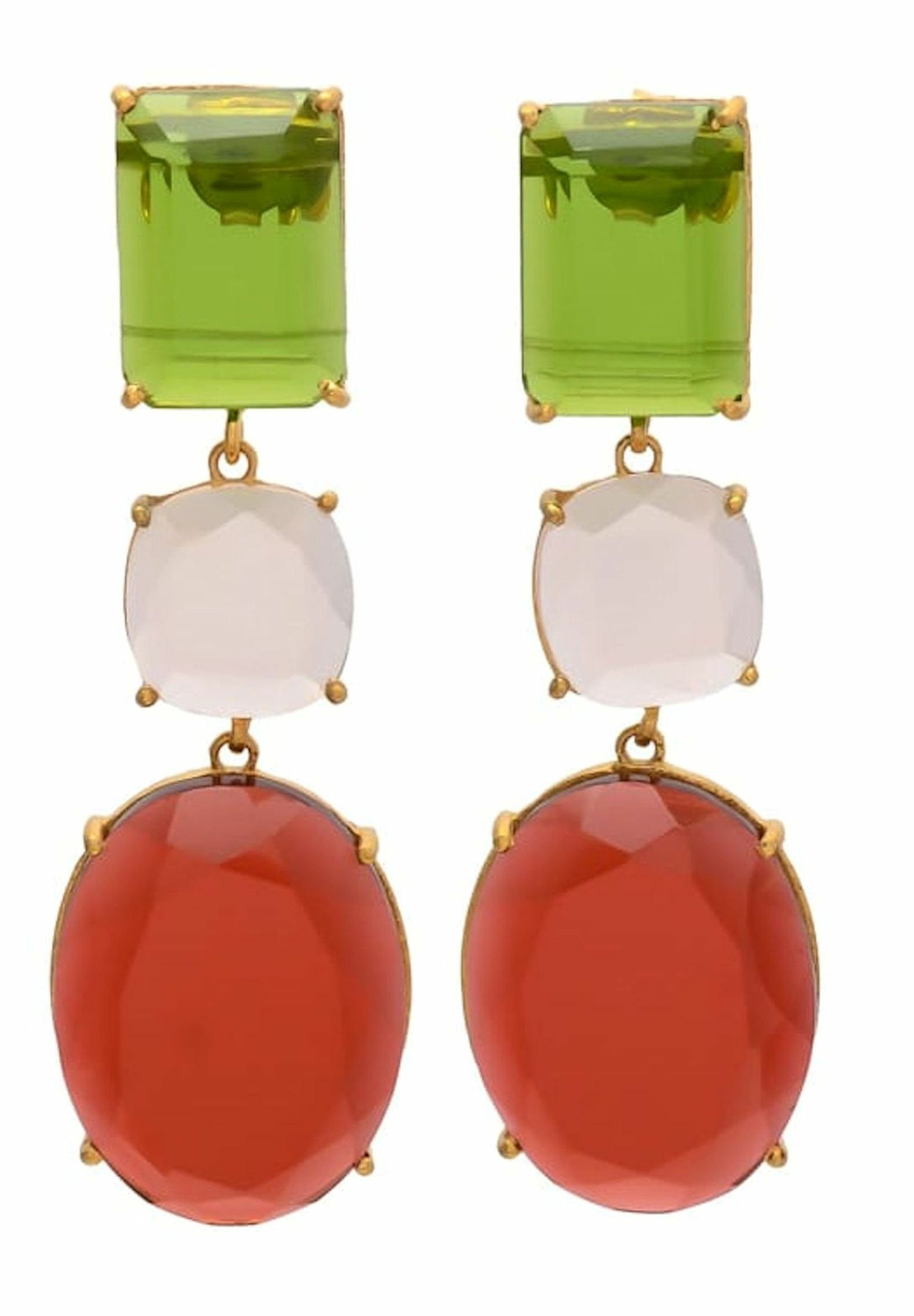 Gemshine Paar Серьги Turmalin Quarz und Rosenquarz Tropfen