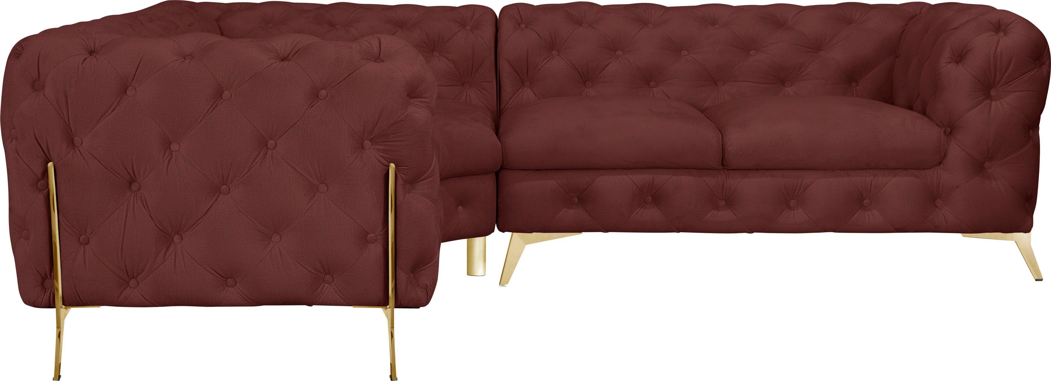 Home affaire Chesterfield-Sofa Amaury L-Form, moderne Chersterfield-Optik, Breite 262 cm, Fußfarbe wählbar