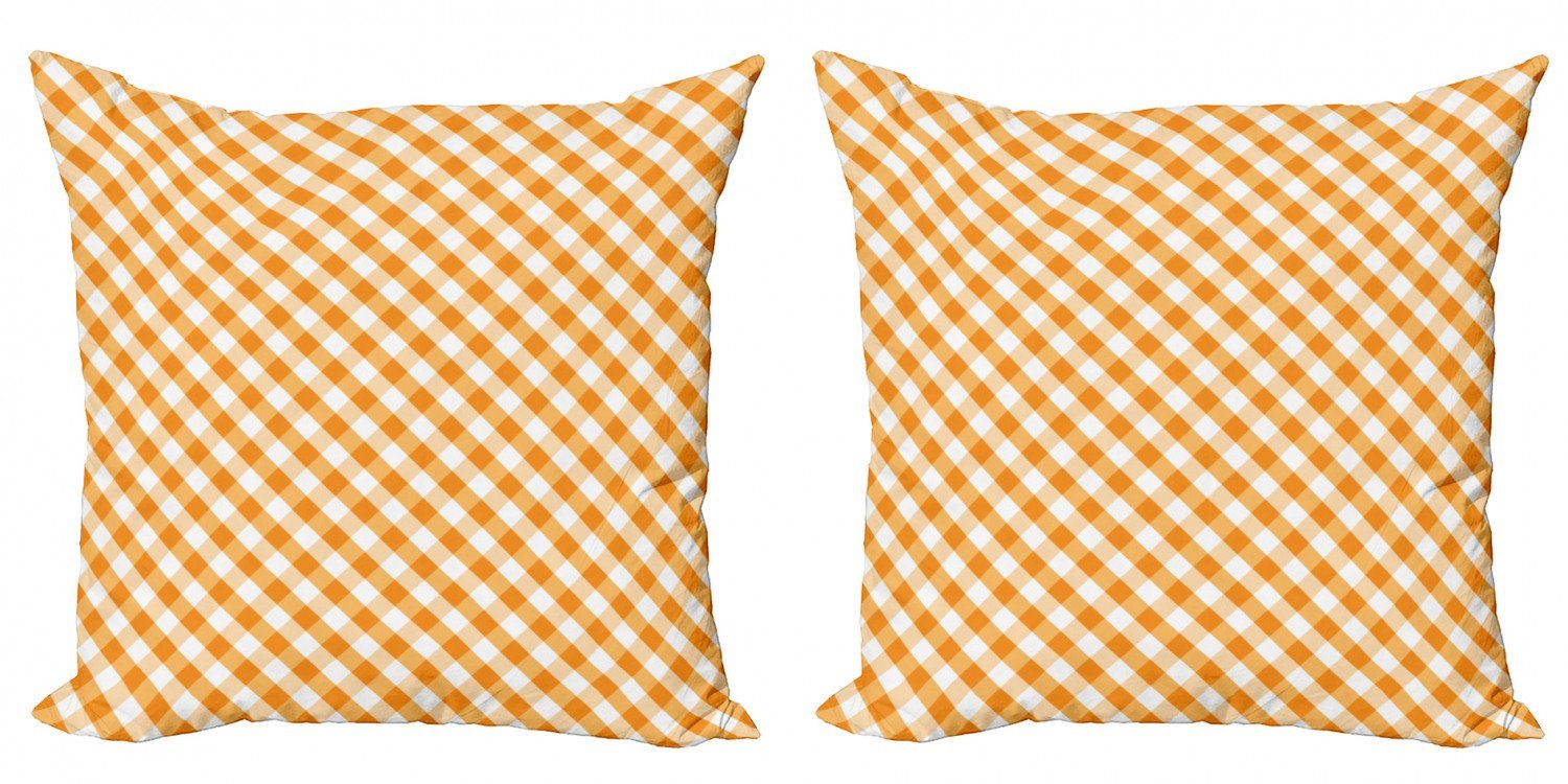 Abakuhaus Tile Gingham Modern Kariert Stück), Digitaldruck, Doppelseitiger Kissenbezüge Orange Accent (2