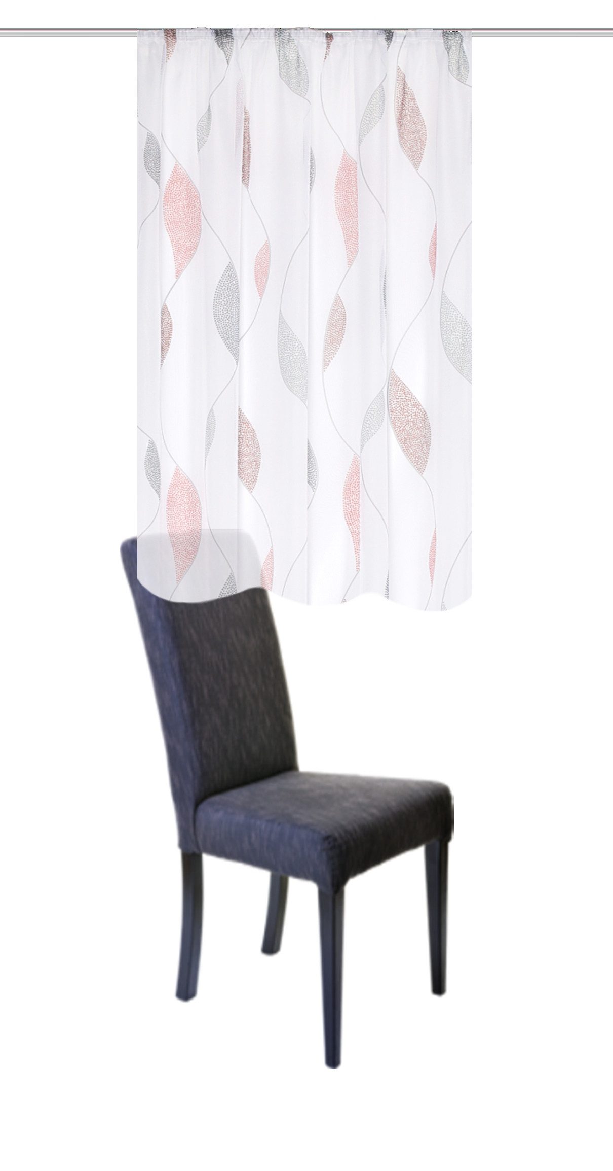 HOME WOHNIDEEN Vorhang 41462 PAOLO Fertigvorhang aus Voile, bedruckt, Kräuselband (1 St), transparent, 100% Polyester