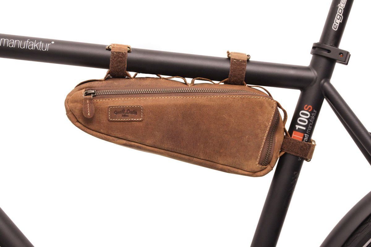 Gusti Leder Rahmentasche »Maurice G.«, Rahmentasche Fahrradtasche  Ledertasche Vintage Braun Leder Damen Herren