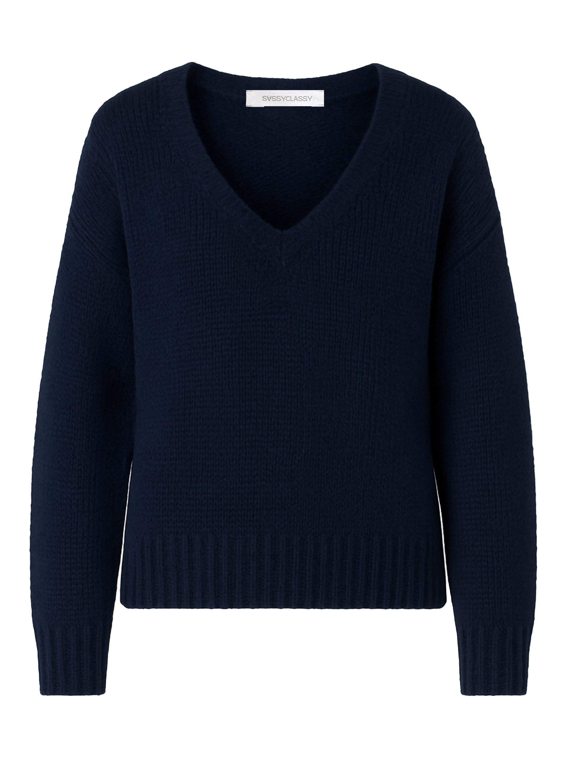 SASSYCLASSY Strickpullover Pullover mit V-Ausschnitt für Damen Weicher Stri günstig online kaufen