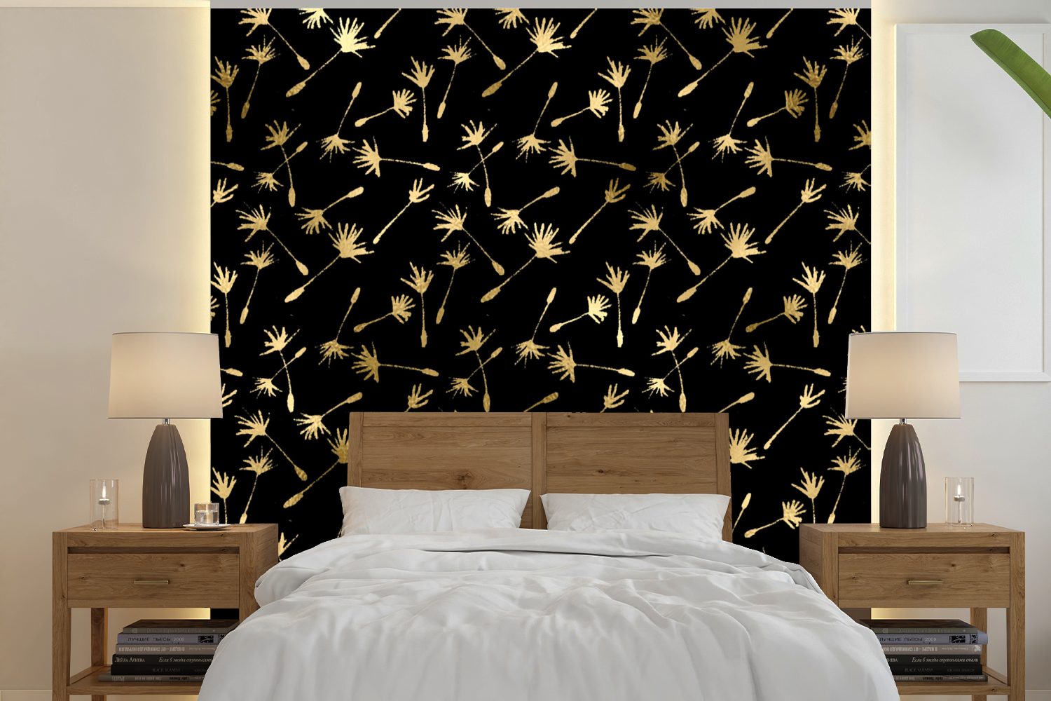- Schlafzimmer, Muster Saatgut Wandtapete (5 Tapete - St), Matt, MuchoWow für bedruckt, Gold, Wohnzimmer Fototapete oder Vinyl