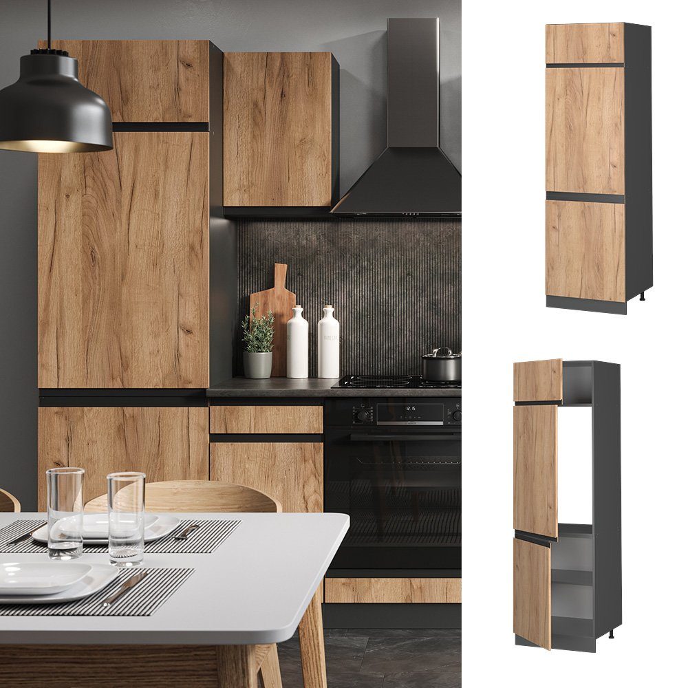 Vicco Kühlumbauschrank R-Line, Goldkraft Eiche/Anthrazit, 60 günstig online kaufen
