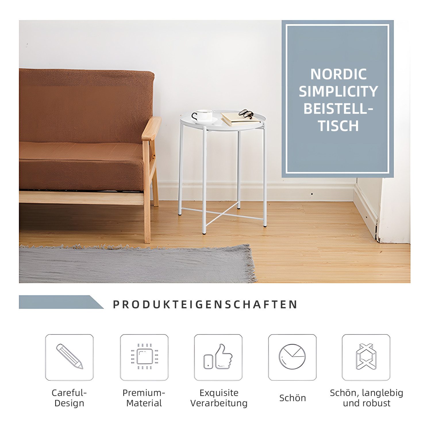 Lexzurn Beistelltisch Couchtisch Sofatisch rund, modern günstig online kaufen