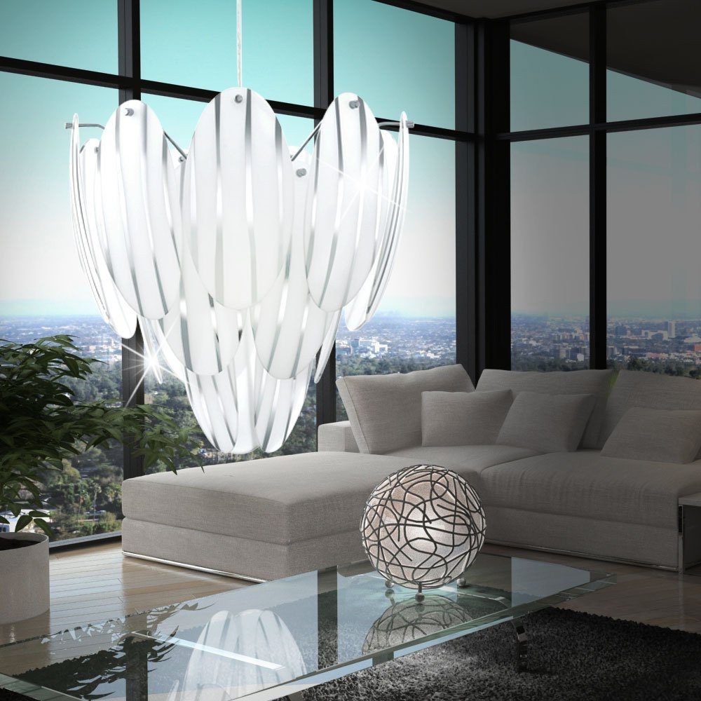 EGLO Hängeleuchte, Leuchtmittel nicht Design Glas Hänge Decken Dekor Pendel inklusive, Leuchte Lampe Chrom
