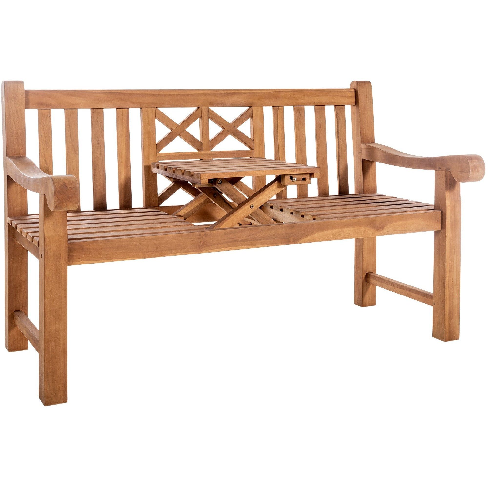 CLP Gartenbank Parkbank Terrassenbank Balkonbank (Spar-Set, 1-St., 150x72x92 cm wetterfest), Klapptisch, 3-Sitzer, Teakholz, wetterfest, 255 kg