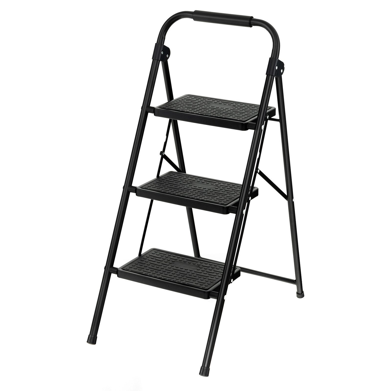 COSTWAY Trittleiter, 3 Stufen, bis 150 kg belastbar, klappbar