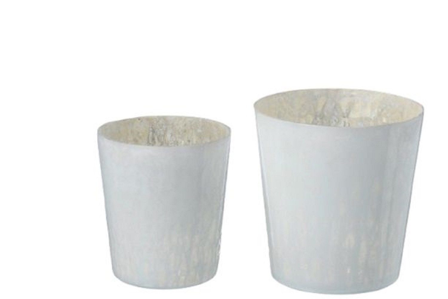 Windlicht Windlicht Glas lackiert weiß H14/15 cm Ø 12/15 cm 2er Set