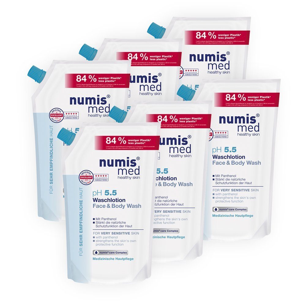 numis med Gesichtsreinigungsgel Waschlotion ph 5.5 Nachfüllbeutel - vegane Догляд за шкірою (6x 500 ml), 6-tlg.