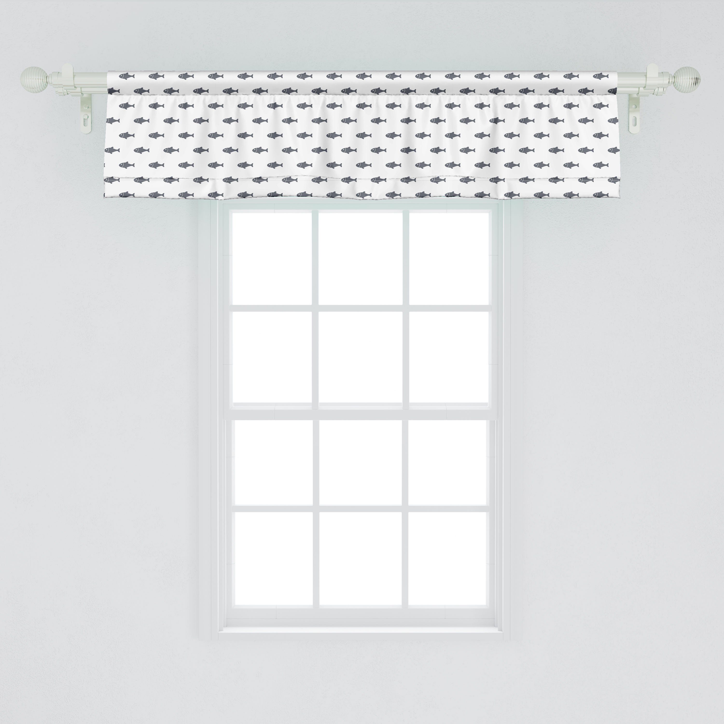 Scheibengardine Vorhang Volant Abakuhaus, für Microfaser, mit Dekor von Ozean Schoal Flüchtiger Fisch Küche Stangentasche, Schlafzimmer