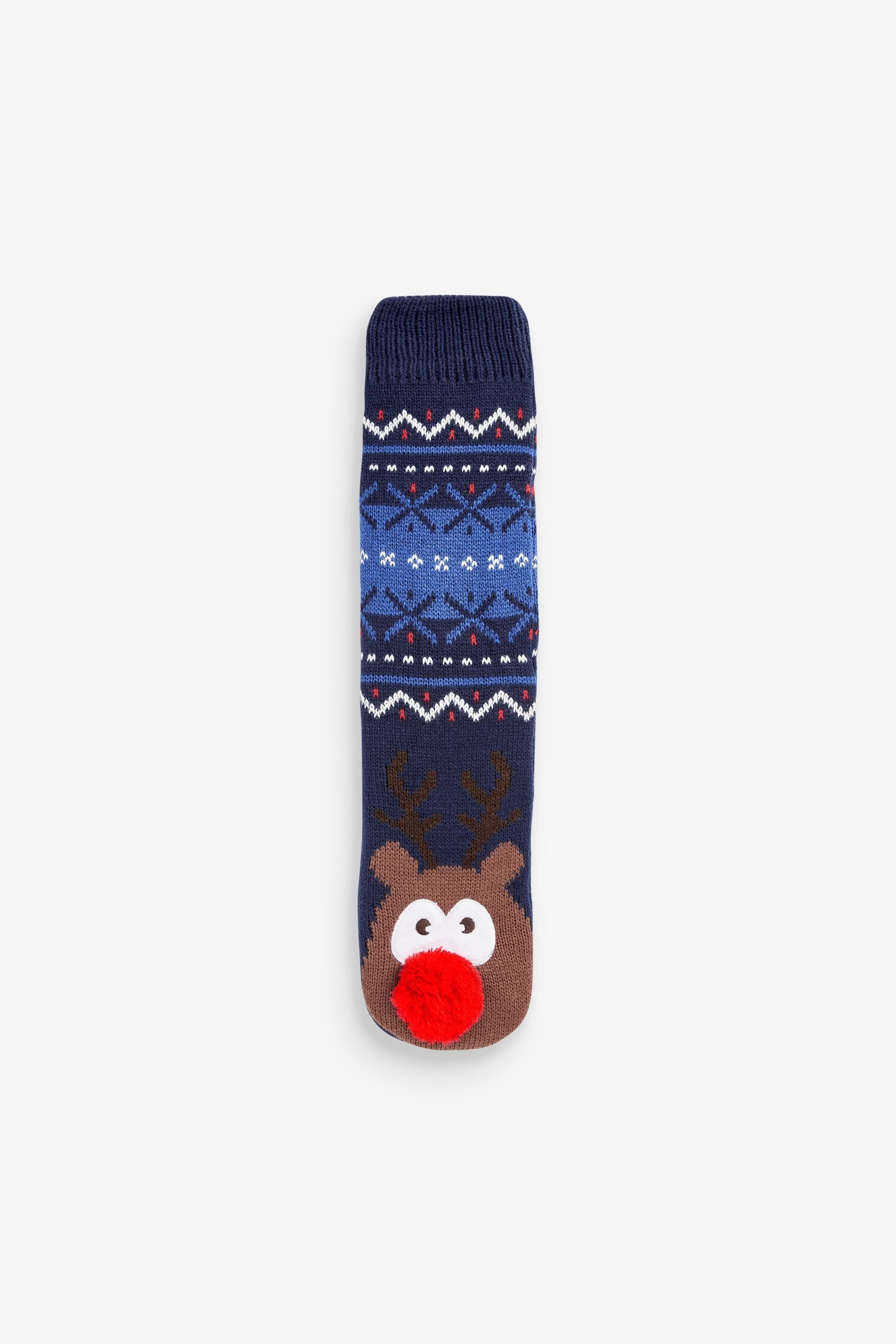 Next Haussocken Hausschuhsocken mit weihnachtlichem Rentiermotiv (1-Paar)