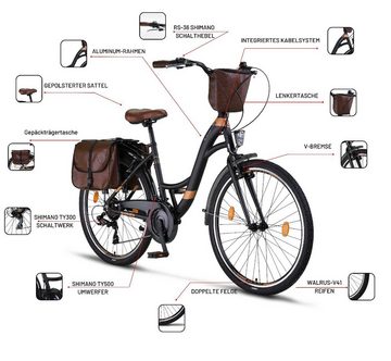 Licorne Bike Cityrad »Licorne Bike Stella Plus Premium City Bike in Zoll Aluminium Fahrrad für Mädchen, Jungen, Herren und Damen - 21 Gang-Schaltung - Hollandfahrrad«