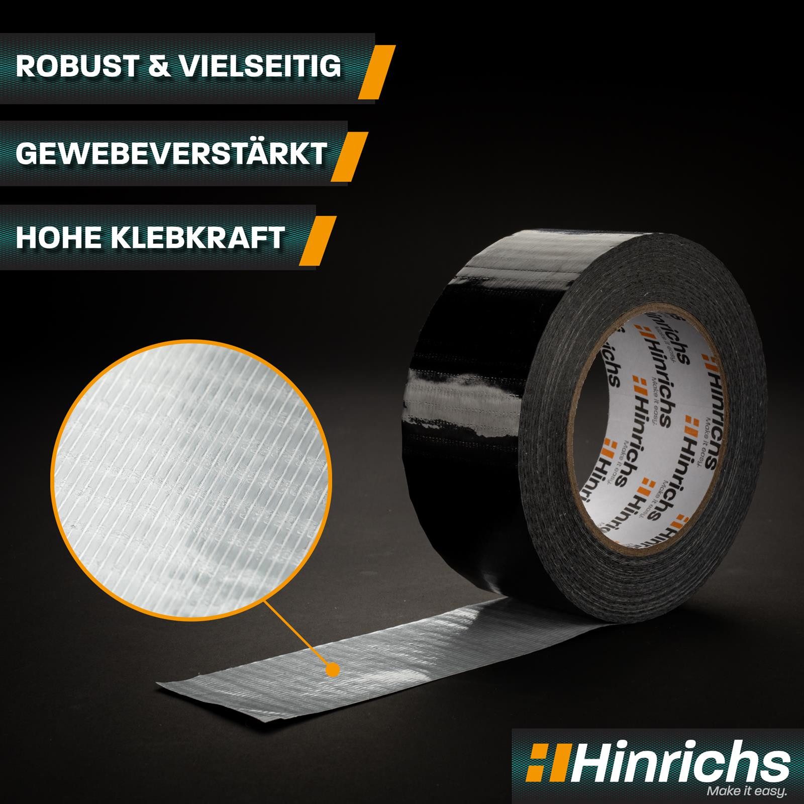 Hinrichs Klebeband Hinrichs 4 Rollen Panzerband schwarz 50m – Bild 3 von 5