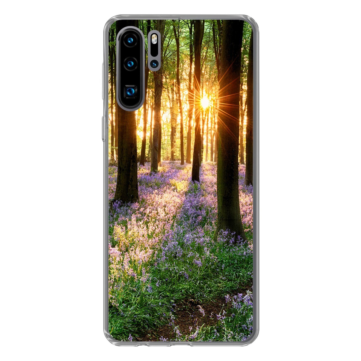MuchoWow Handyhülle für Huawei P30 Pro Wald - Blumen - Lavendel - Sonne - Lila - Natur, Handy Case, Silikon, Bumper Case Dünn