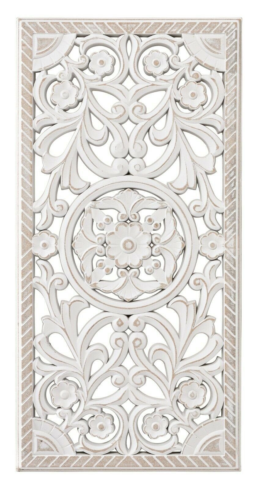 Meinposten Wanddekoobjekt Wandornament Holz weiß 60x30 günstig online kaufen