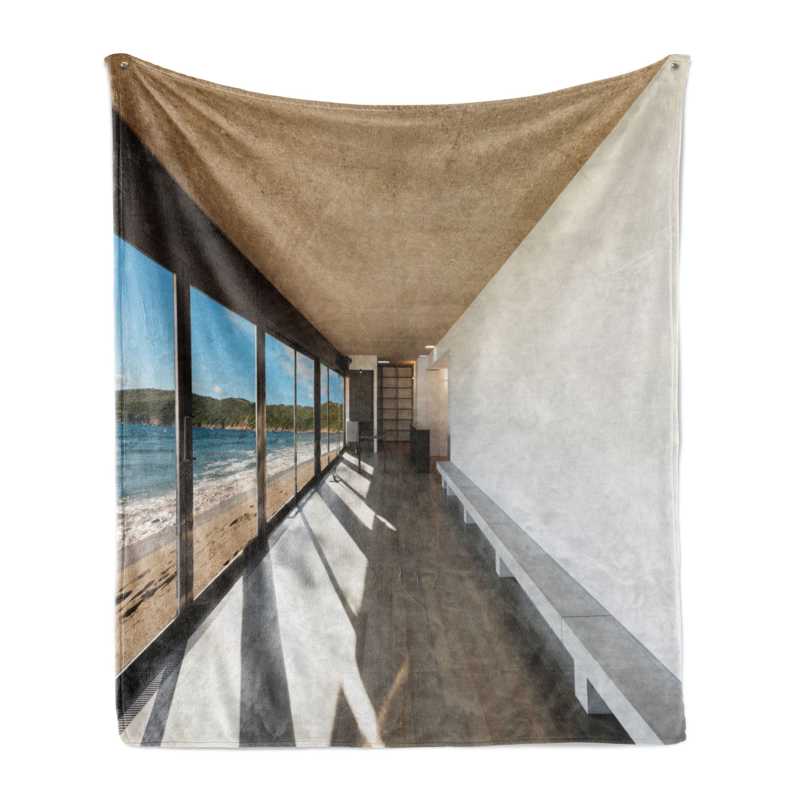 Wohndecke Gemütlicher Plüsch für den Innen- und Außenbereich, Abakuhaus, Strand Ozean Meer Wellen Sand anzeigen