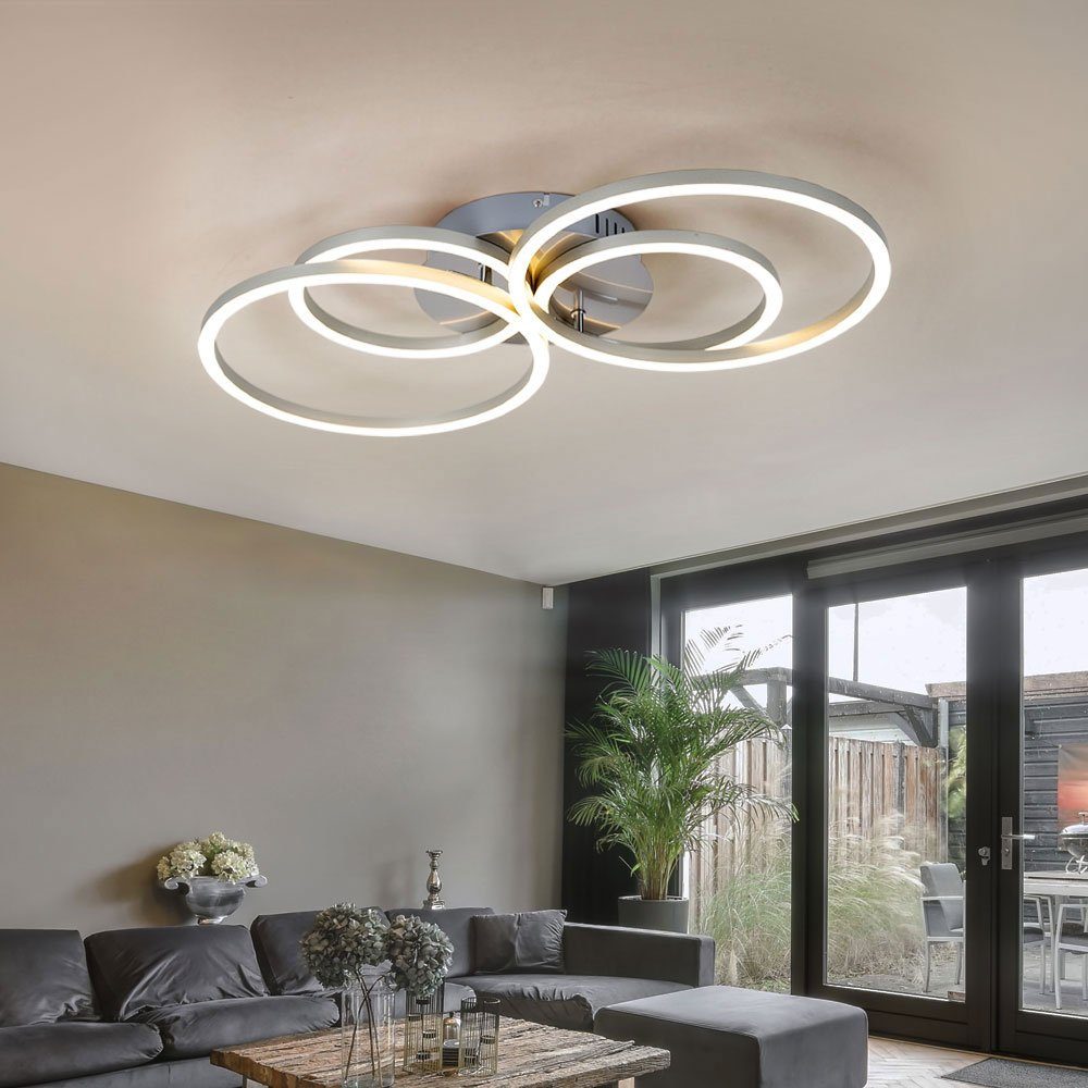 etc-shop LED Wohnzimmerlampe LED-Leuchtmittel Ringe Deckenlampe verstellbar modern fest Warmweiß, verbaut, LED Deckenleuchte