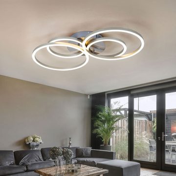 Globo LED Deckenleuchte, LED-Leuchtmittel fest verbaut, Warmweiß, Deckenlampe LED Wohnzimmerlampe modern Ringe verstellbar