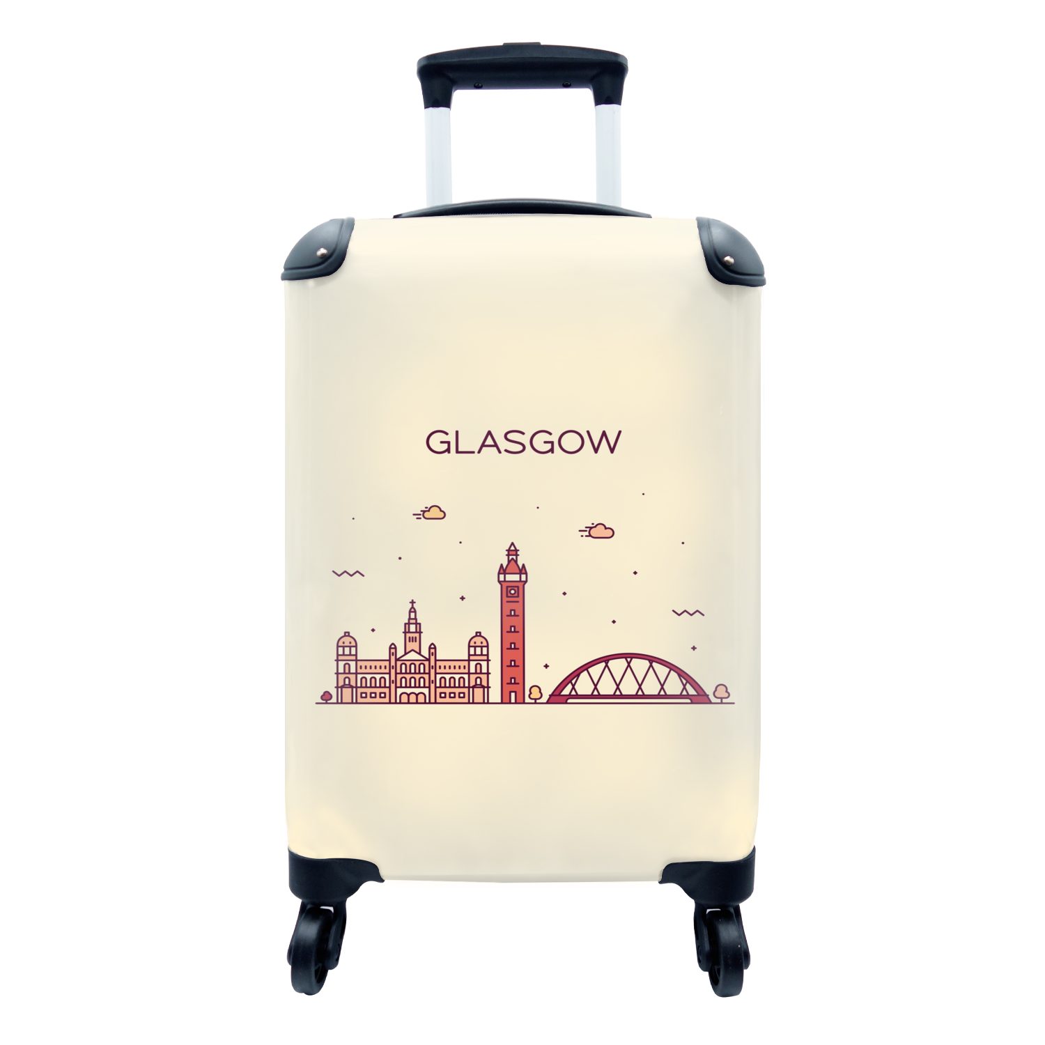 MuchoWow Handgepäckkoffer Schottland - Skyline - Glasgow, 4 Rollen, Reisetasche mit rollen, Handgepäck für Ferien, Trolley, Reisekoffer
