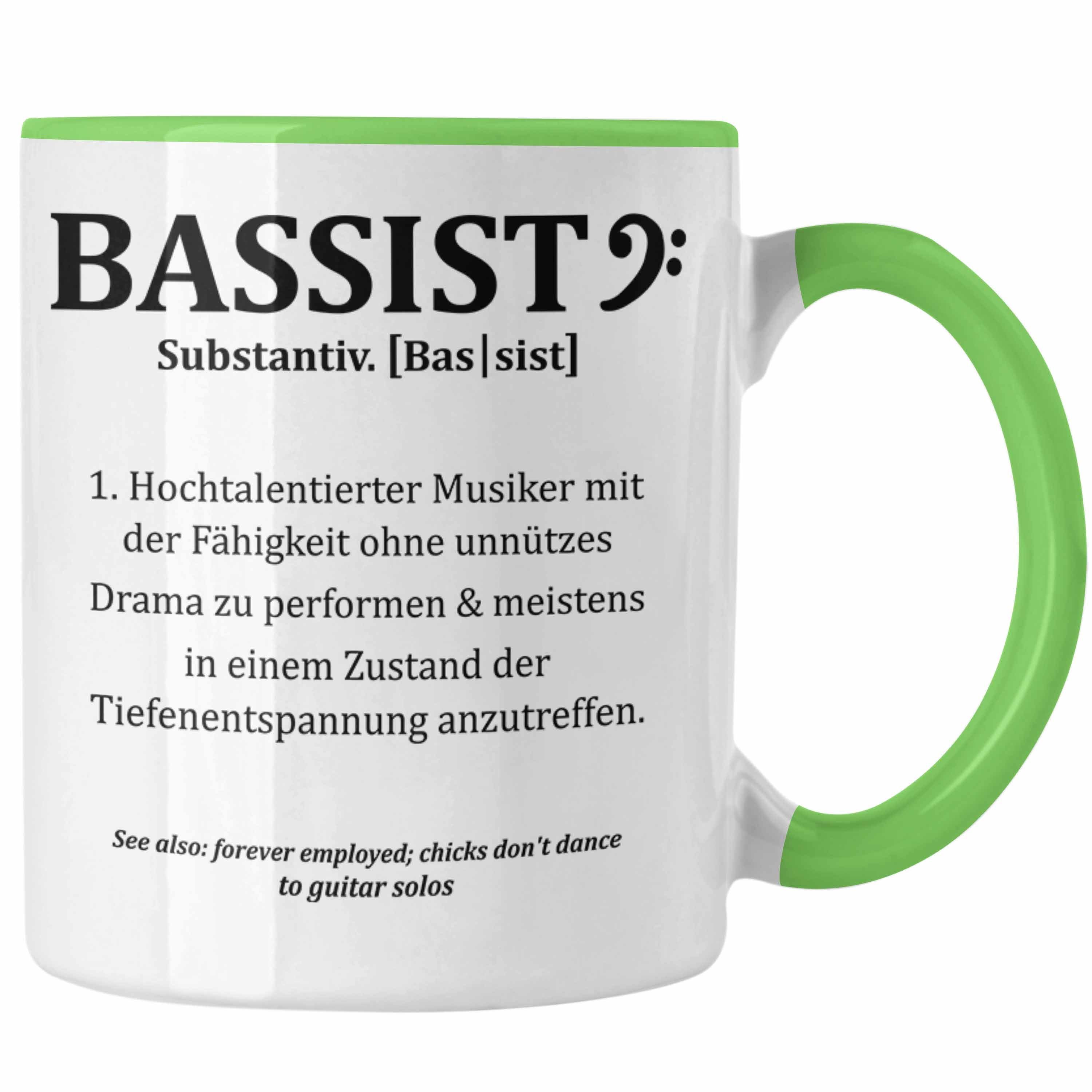 Bassist Tasse Grün Tasse Bassist Bass-Spieler Kaffee-Becher Geschenkidee Trendation Geschenk