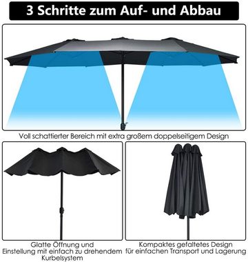 COSTWAY Sonnenschirm, LxB: 460,00x270,00 cm, Gartenschirm mit Kurbel