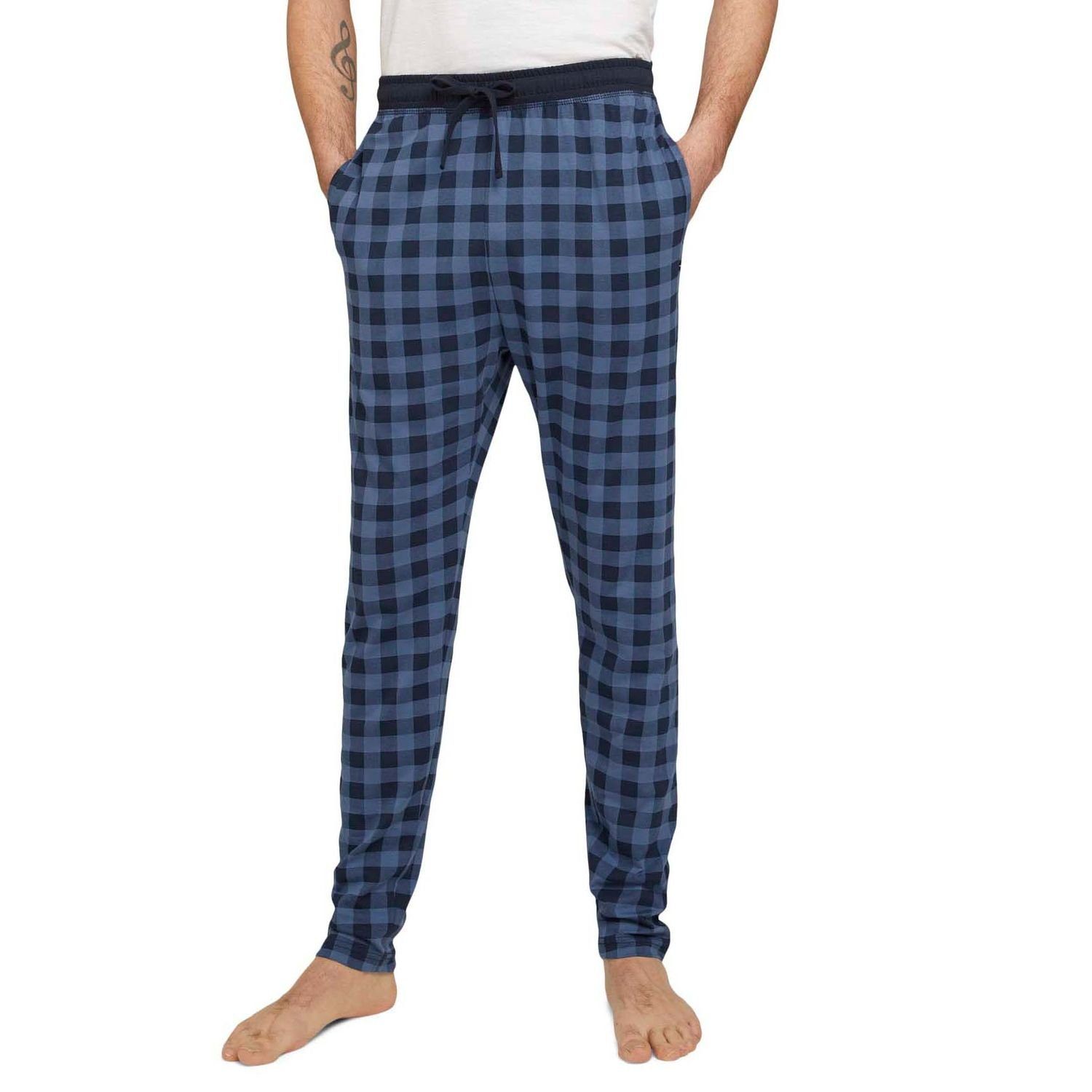 TOM kariert Pyjama mit Blau Schlafhose, Sofahose seitlichen (nur tlg) Hose, 1 Pyjamahose, TAILOR Taschen