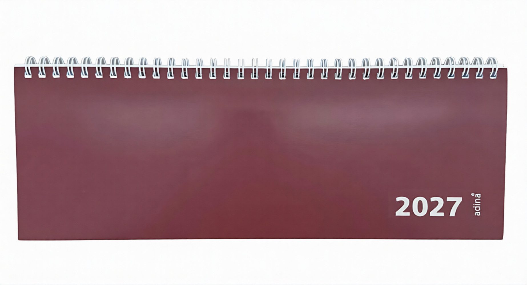 ADINA Schreibtischkalender 2027 ADINA Tischquerkalender 1W2S weinrot Kartondeckel 30x10cm