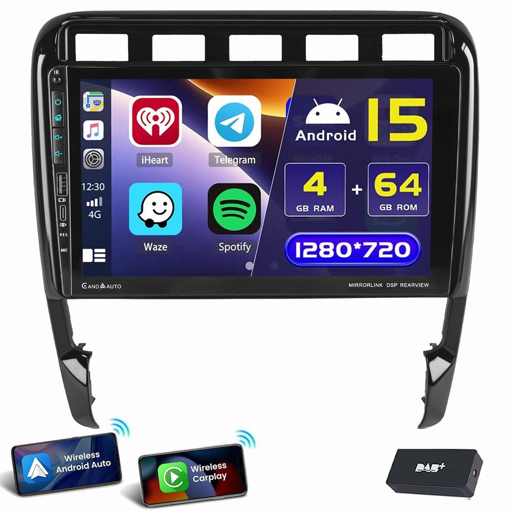 ESSGOO 9“ Für Porsche Cayenne 9PA 2002-2010 CarPlay Autoradio (RDS, 4+64GB optional, Digitalradio (DAB), FM, AM, Apple Carplay Android Auto GPS Navi WIFI BT EQ)