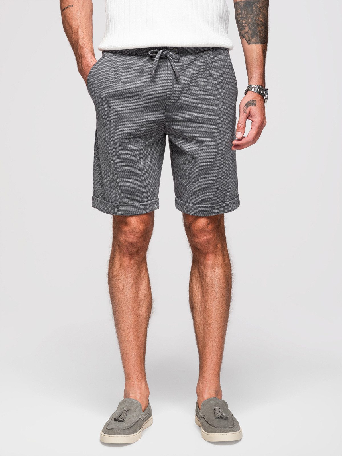 Sweatshorts Shorts für Herren mit strukturiertem Strickgummiband