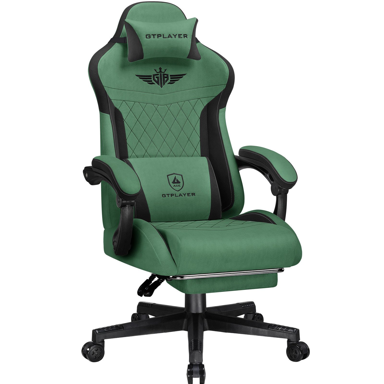 GTPLAYER Gaming-Stuhl Ergonomischer Gaming Sessel Schreibtischstuhl mit Stoffoberfläche (Pacekung), Federsitzkissen