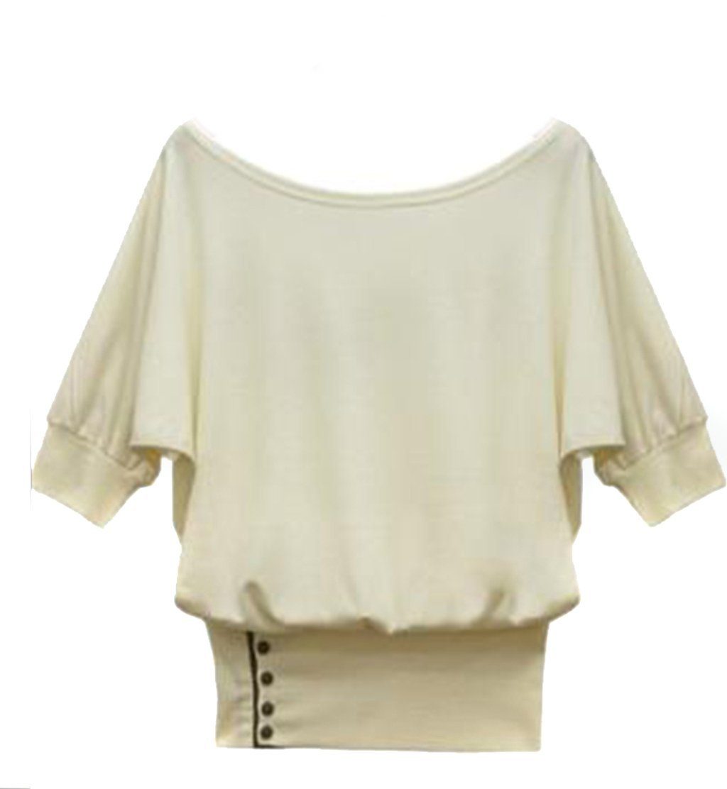 Damen Tunikashirt offenen Bluse/T- M.5010 Creme Mississhop Shirt Schultern mit