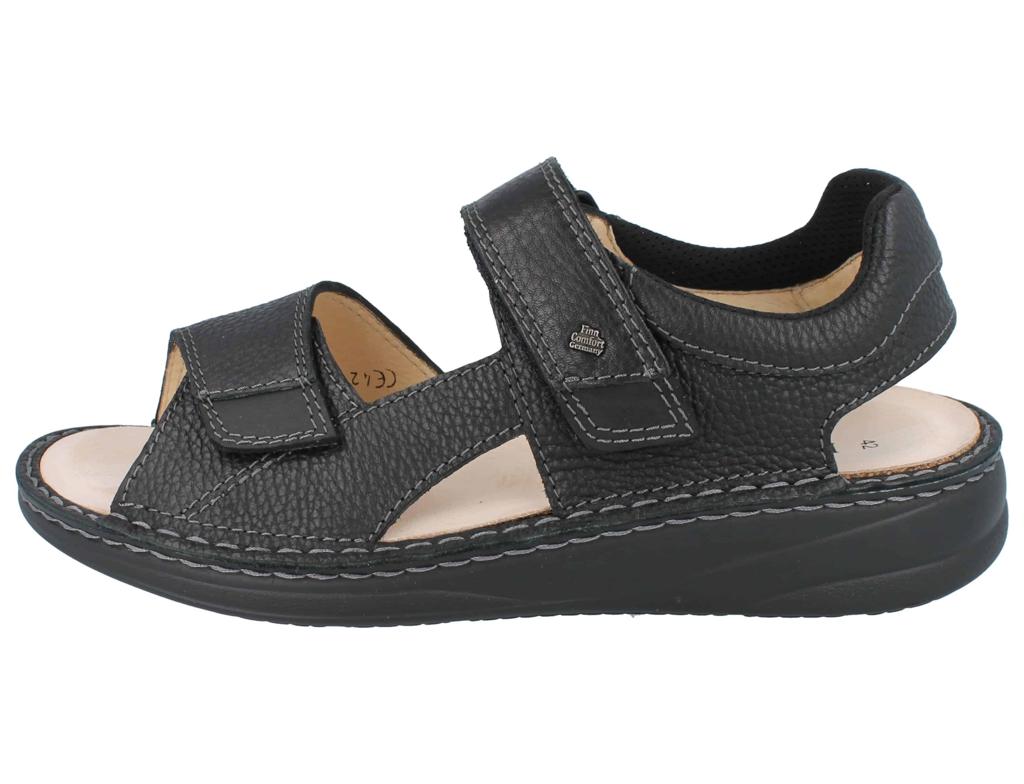 Finn Comfort FINN COMFORT Skiathos Herren Sandale schwarz Glattleder - Größe: 44 Sandale Wechselfußbett