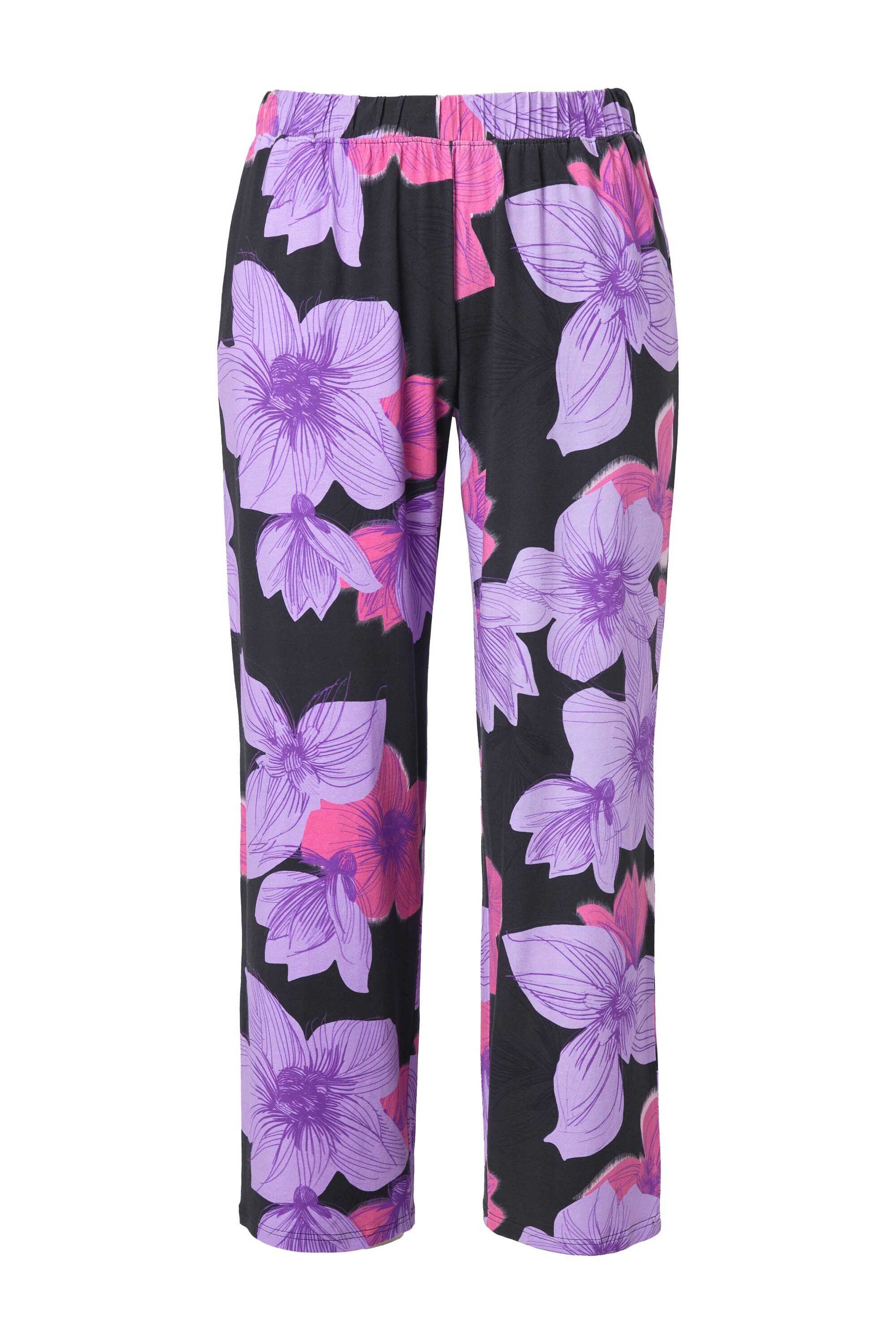 Ulla Popken Schlupfhose Jerseyhose Blüten weites Bein Elastikbund günstig online kaufen