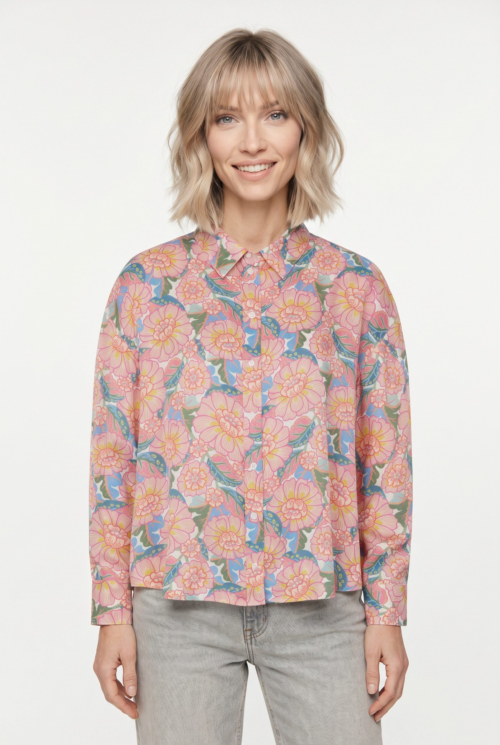 RICHROYAL Langarmbluse im Liberty-Blumenprint