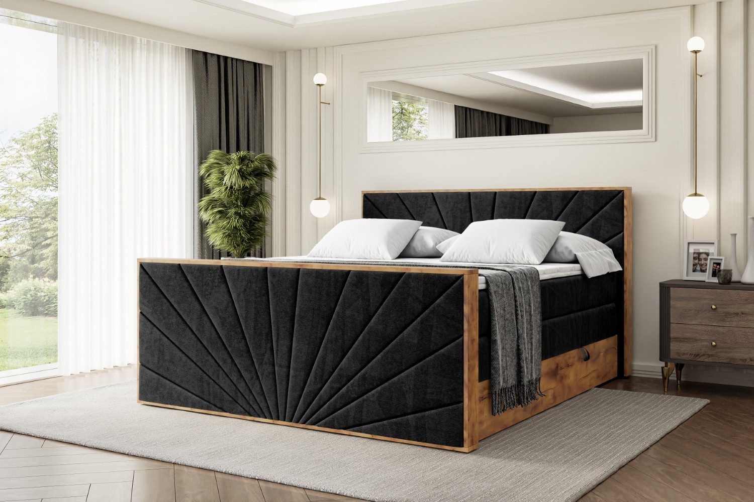 ALTDECOR Boxspringbett LOLLI6-Z KING (Multipocket-Matratze H4, H3 Matratze Bonellfederung, Topper, Kopfteil), Doppelbett mit Fußteil