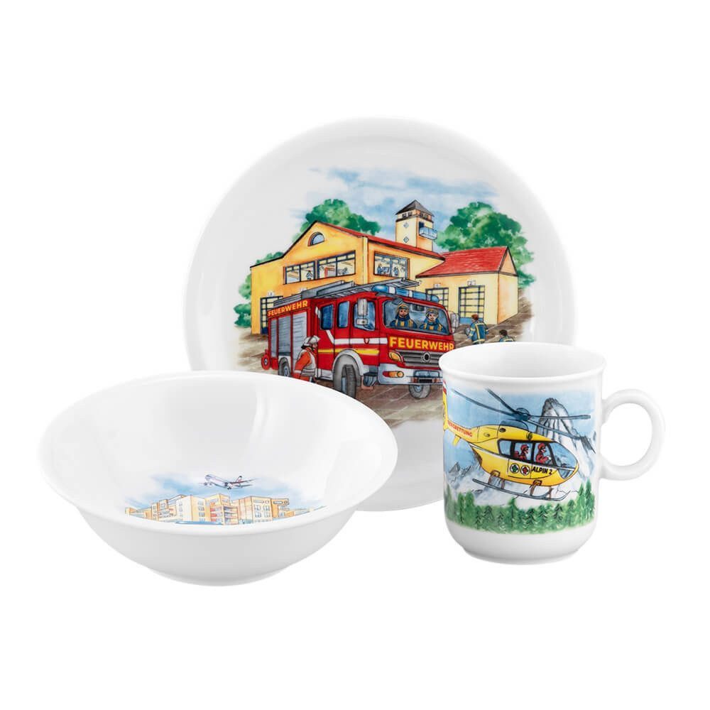 Seltmann Weiden Kindergeschirr-Set Seltmann Weiden Compact Blaulicht Kinder Set 3tlg., 1 Personen, Porzellan