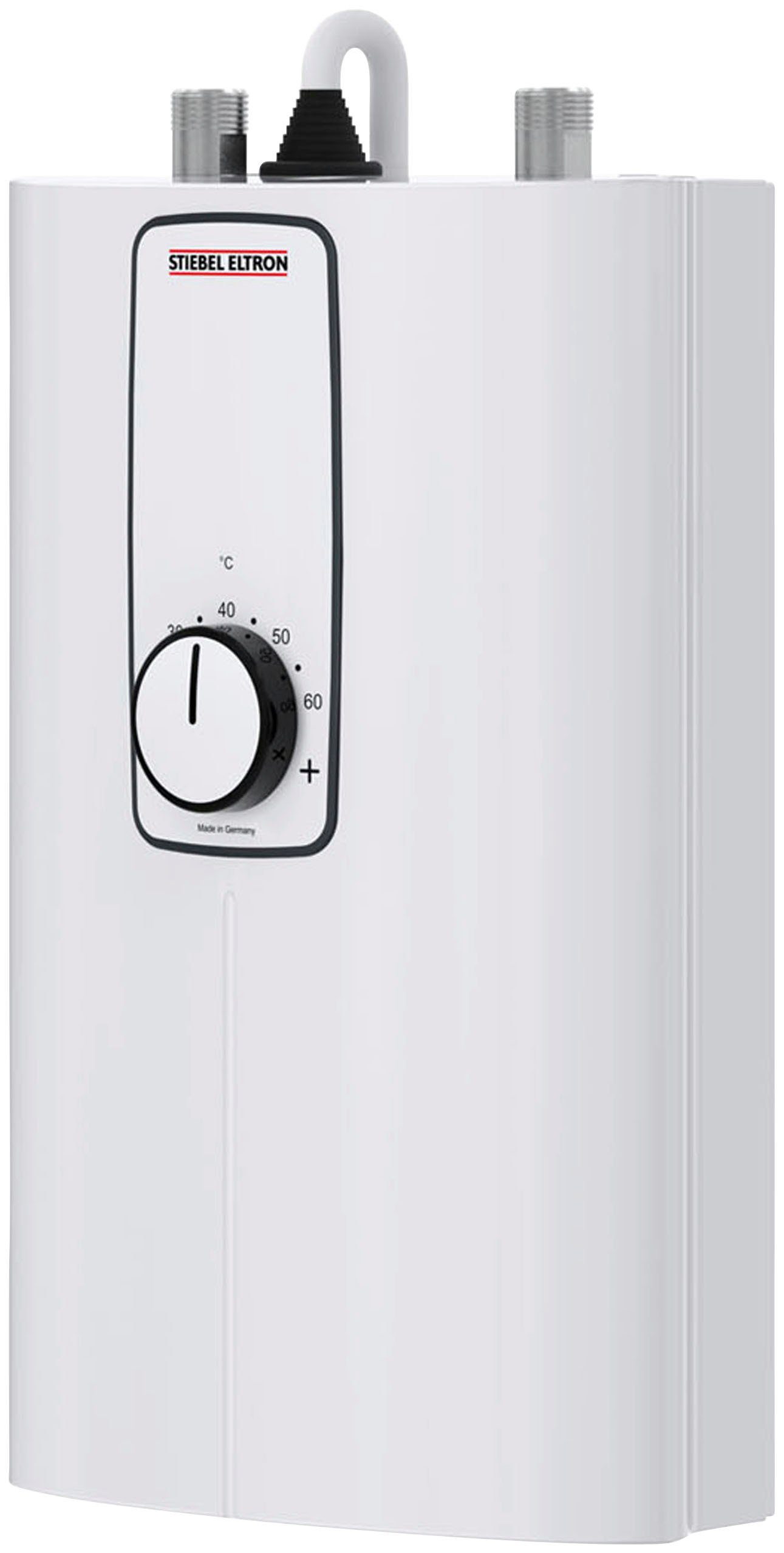 STIEBEL ELTRON Kompakt-Durchlauferhitzer DCE 11/13 kW umschaltbar für die Küche, elektronisch, min. 20 °C, max. 60 °C, 3i Technologie für konstante Warmwassertemperatur, platzsparend