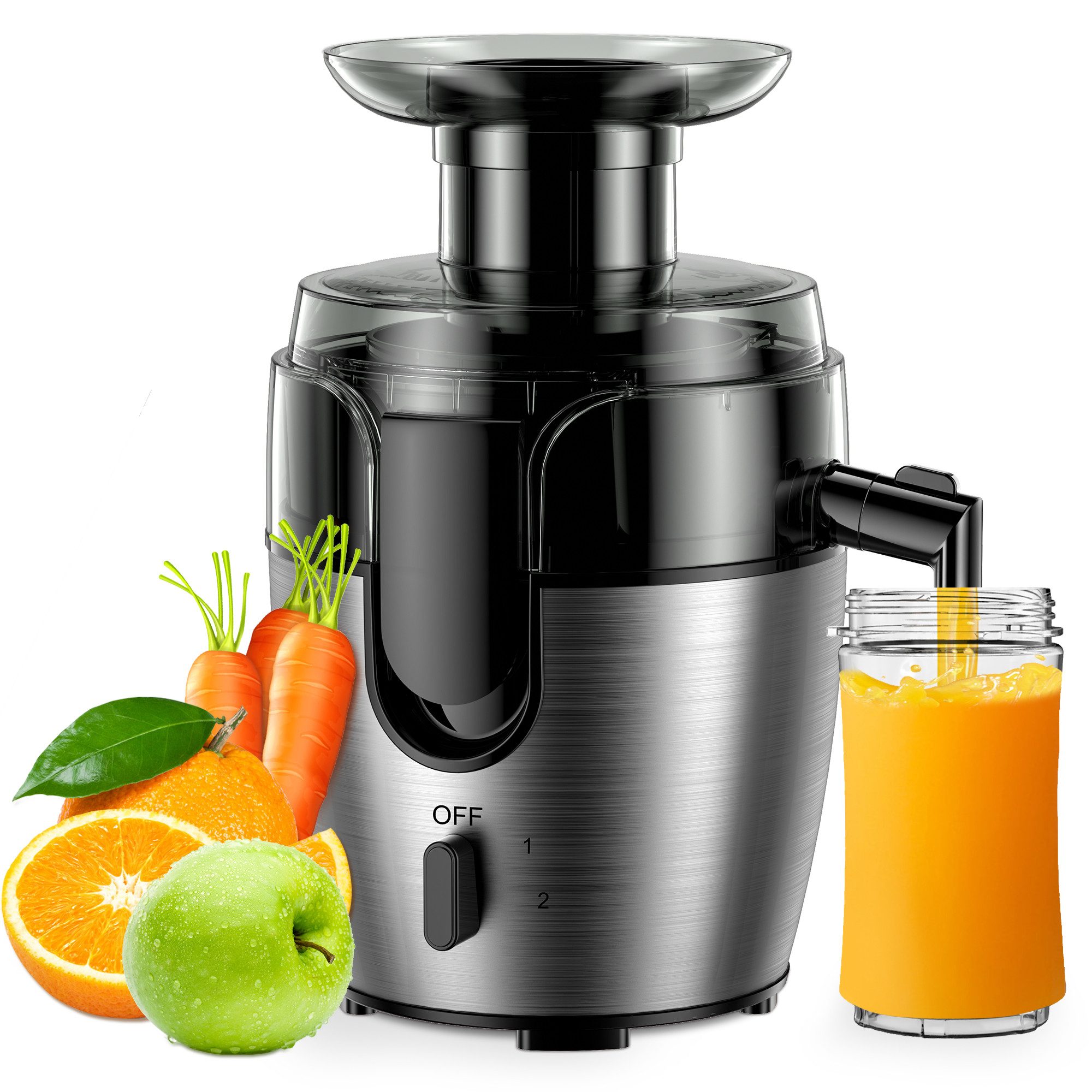 Forrlite Entsafter Entsafter Gemüse und Obst, Zentrifugenentsafter, 1000 W, Juicer Machine,1Zwei Geschwindigkeitsstufen, BPA-Frei