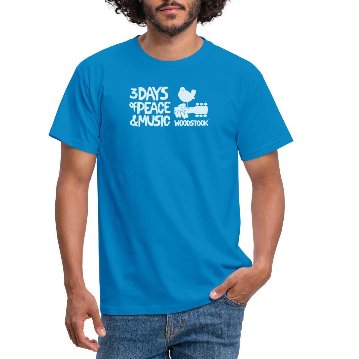 Spreadshirt T-Shirt Woodstock Logo Weiß 3 Days Of Peace & Music Männer T-Shirt (1-tlg)