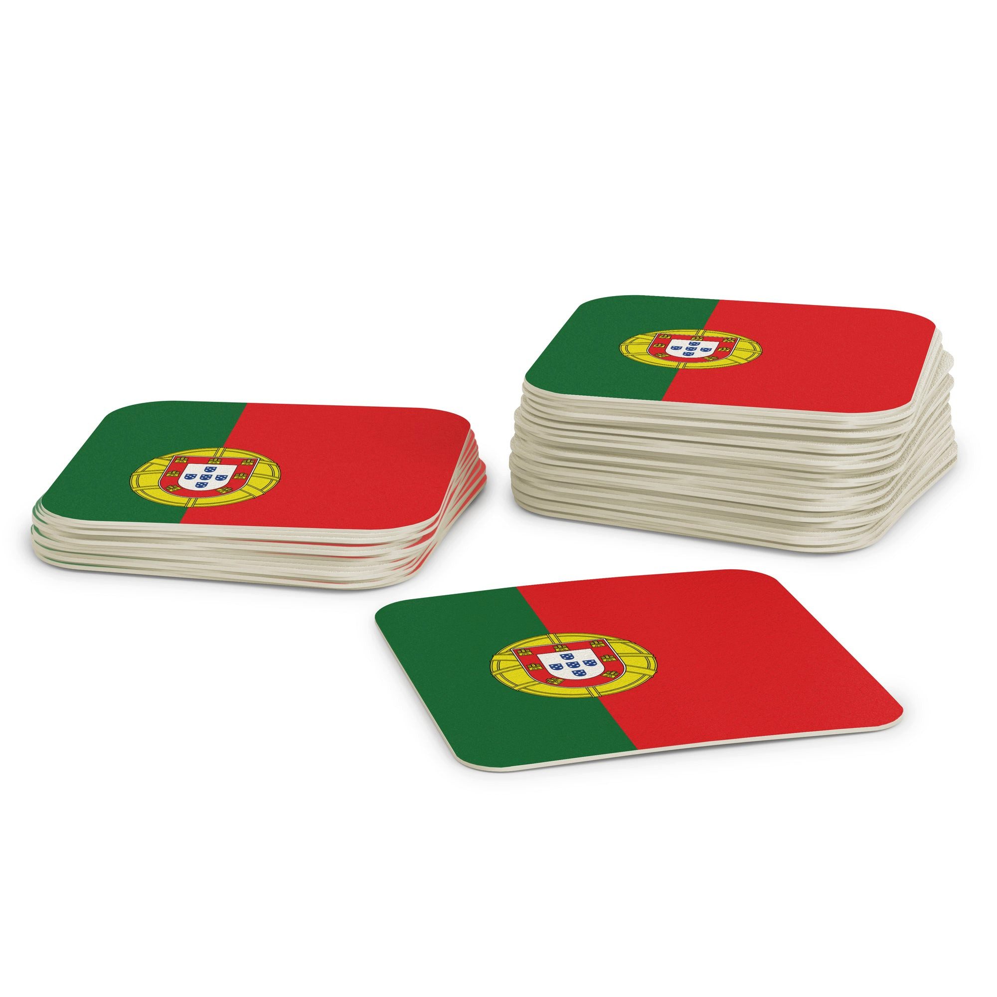 FLYERALARM Bierdeckel Untersetzer für Gläser I Portugal I 50 Stück I WM Tischdeko, WM Fußball Deko Public Viewing Länder 2026 Football Handball EM