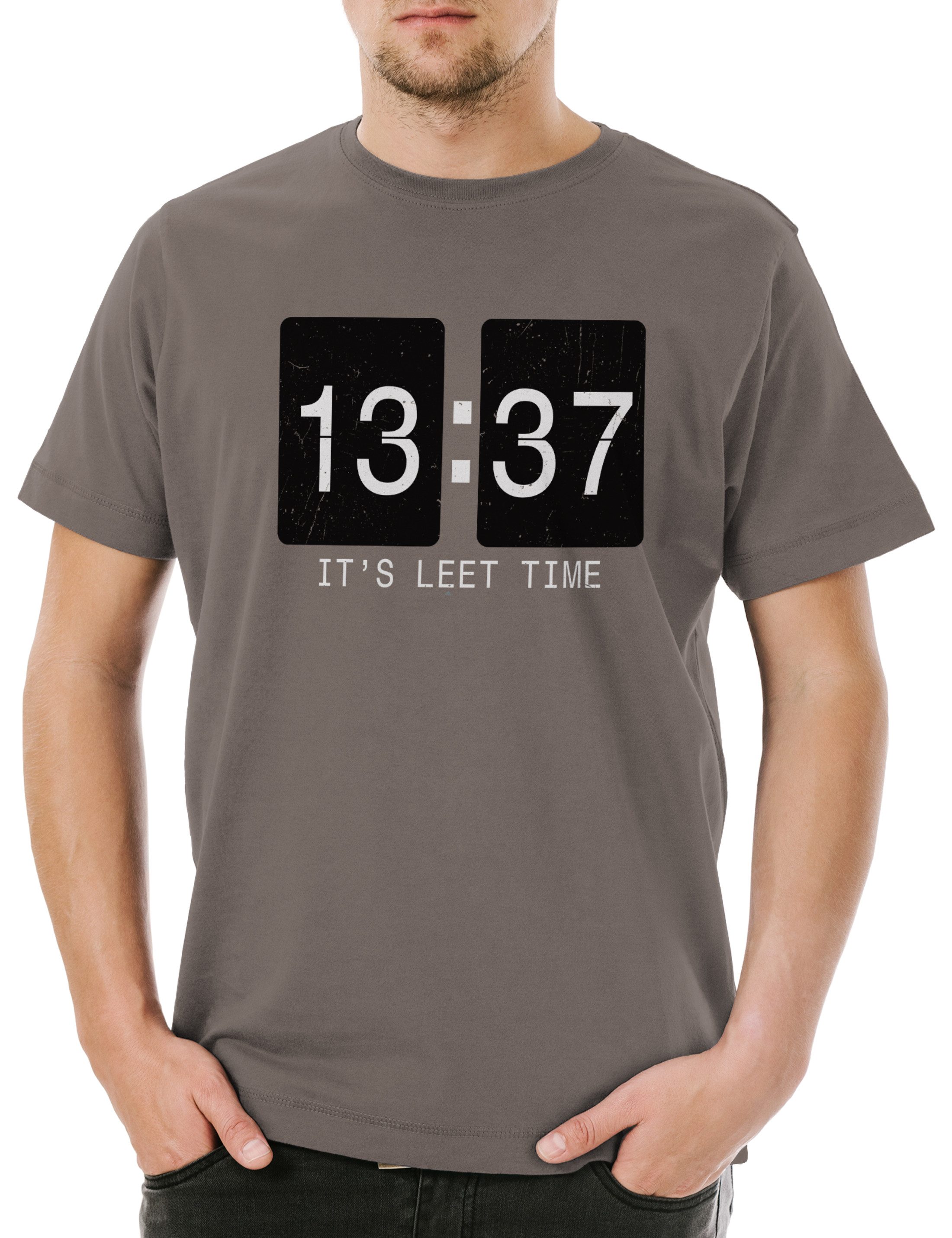 Print-Shirt It's Leet Time Herren T-Shirt Leetspeak Elite Eleet 1337 13:37 Gamer