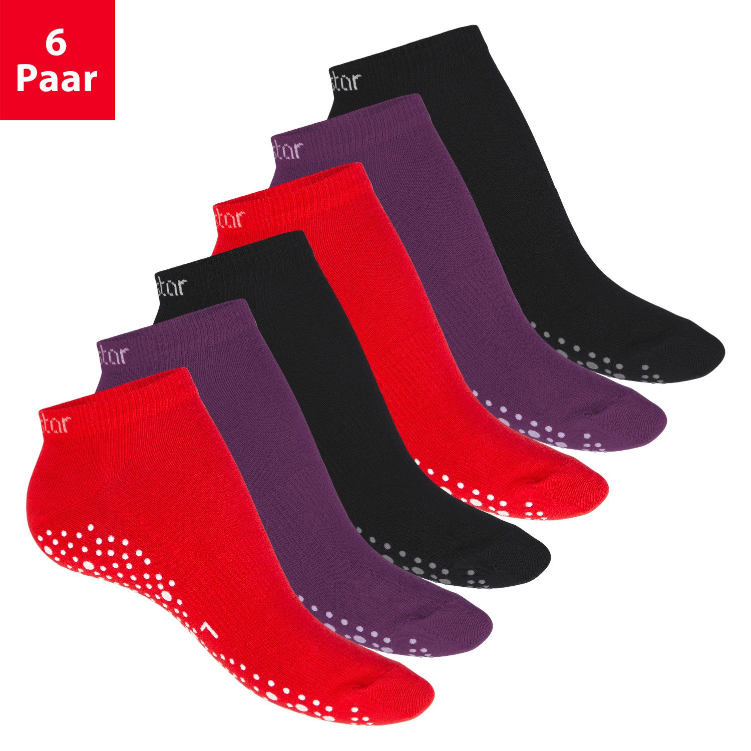 celodoro Sportsocken Damen Pilates & Yoga Sneaker Socken mit ABS (6 Paar) günstig online kaufen