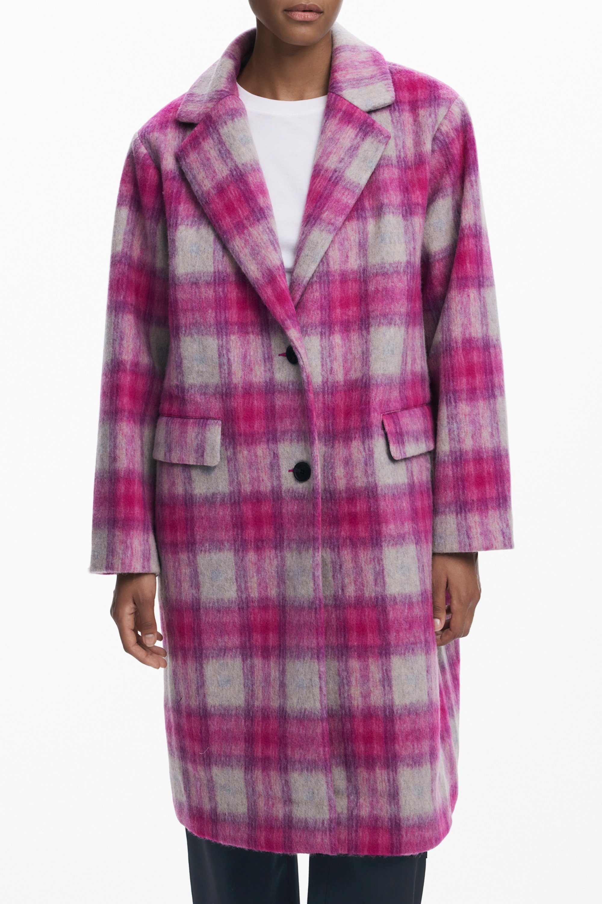 Desigual Outdoorjacke Rosa Damenmantel mit Kontrastdetails – Stilvoll und elegant für Dam