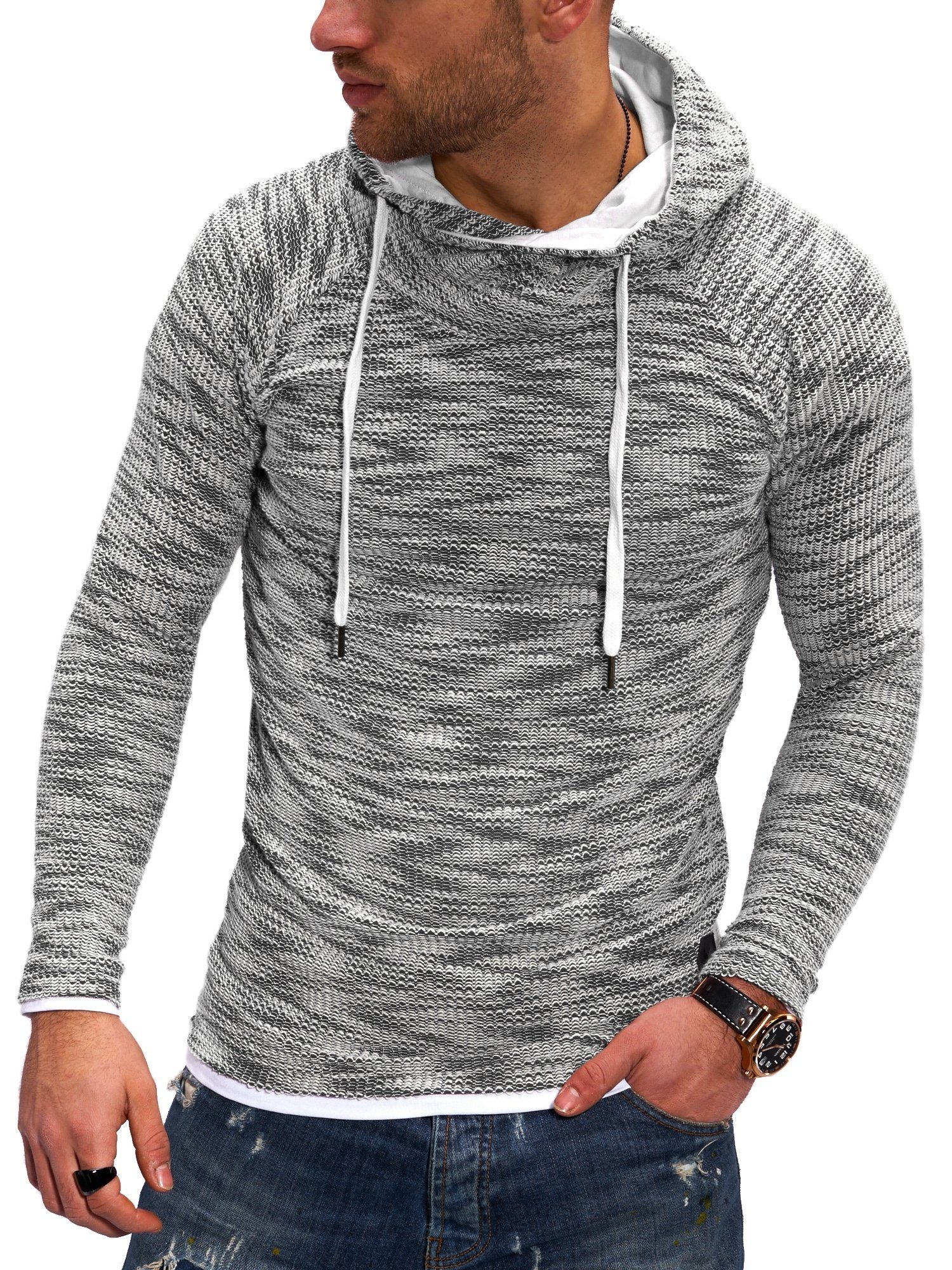 behype Kapuzensweatshirt B-JOHN im trendigen Layer-Look